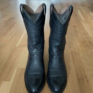 Tecovas Nolan Black Lizard-Embossed Cowboy Boots